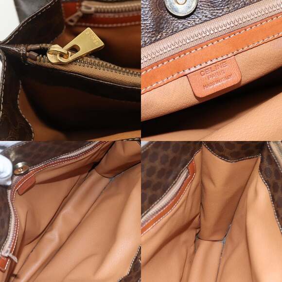 CELINE Macadam Canvas Shoulder Bag Pvc Leather Brown Gold - Picture 11 of 13